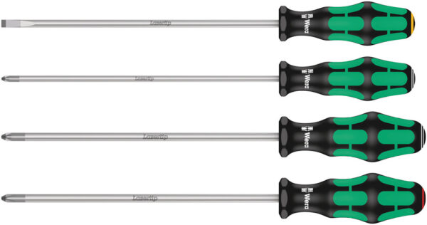 Wera 335/350/355/4 Screwdriver set Kraftform Plus Lasertip 200 mm-long blades, 4 pieces - 05347736002