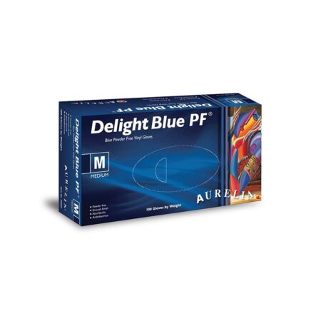 Delight Blue PF Powder Free Vinyl Gloves Large 38998