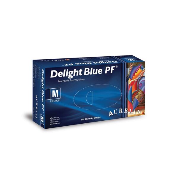 Delight Blue PF Powder Free Vinyl Gloves Large 38998