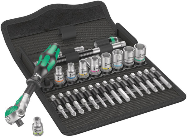 Wera 8100 SA 6 Zyklop Speed Ratchet Set, 1/4" drive, metric, 28 pieces - 05004016001