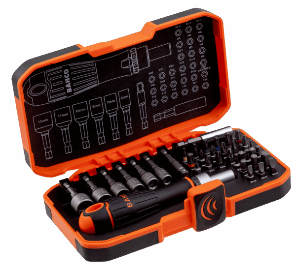 Bacho Ratcheting Coloured Bit Set 36 Piece