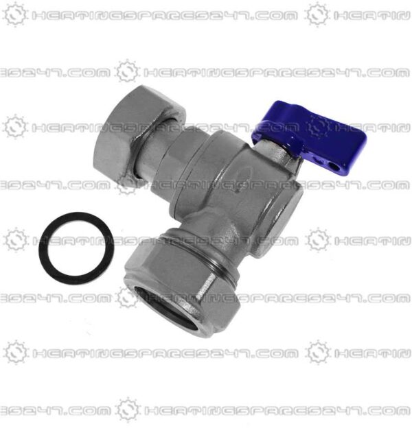 Heatline 22mm x 3/4" Swivel Heating Flow Valve D002160280-22RH - Image 2