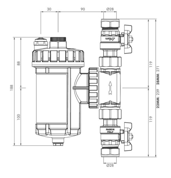IntaKlean 2 28mm Central Heating Magnetic Filter IK2MF28 - Image 2
