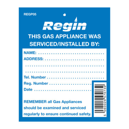 Regin Gas Appliance Serviced Tag REGP05