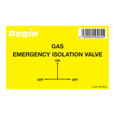 Regin Gas Isolation Valve Sticker REGP43