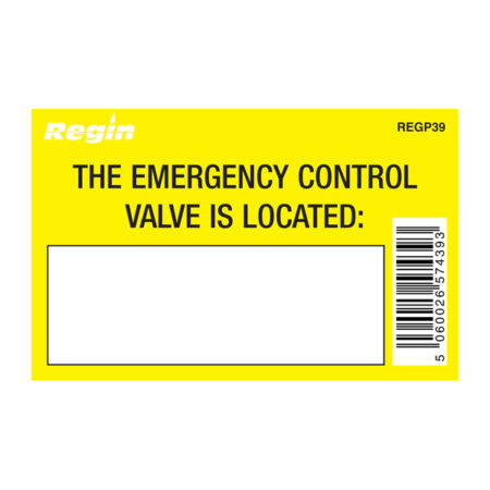 Regin Gas Valve Location Sticker REGP39