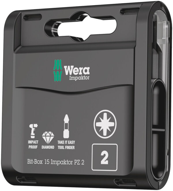 Wera Bit-Box 15 Impaktor PZ, PZ 2 x 25 mm, 15 pieces - 05057763001
